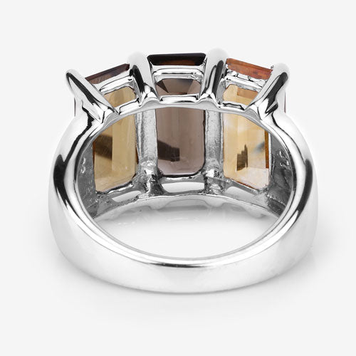 Anillo de plata esterlina .925 con múltiples piedras preciosas genuinas de 8,17 quilates