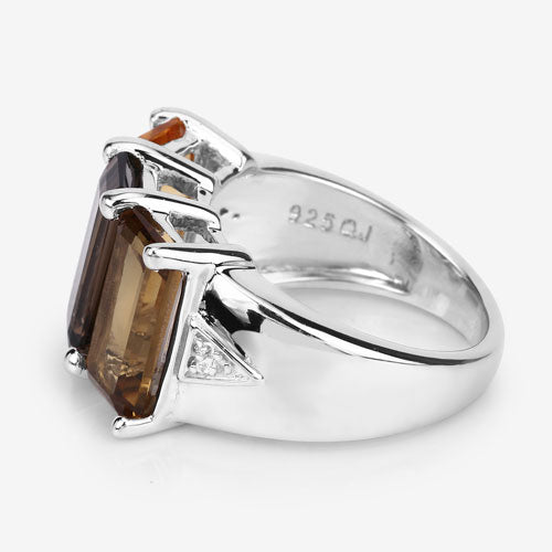 Anillo de plata esterlina .925 con múltiples piedras preciosas genuinas de 8,17 quilates