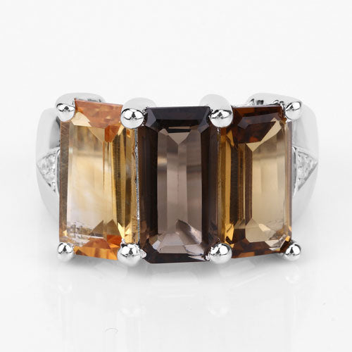 Anillo de plata esterlina .925 con múltiples piedras preciosas genuinas de 8,17 quilates