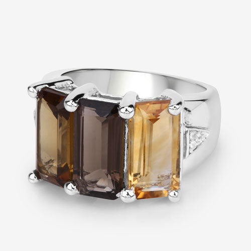 Anillo de plata esterlina .925 con múltiples piedras preciosas genuinas de 8,17 quilates