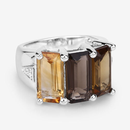 Anillo de plata esterlina .925 con múltiples piedras preciosas genuinas de 8,17 quilates