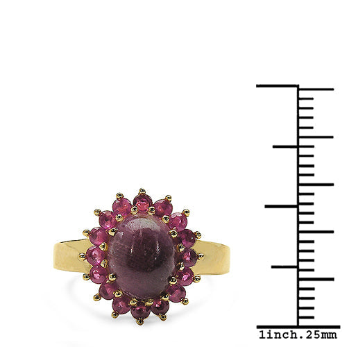 Anillo de plata de ley .925 chapado en oro amarillo de 14 quilates con rubí genuino de 5,07 quilates