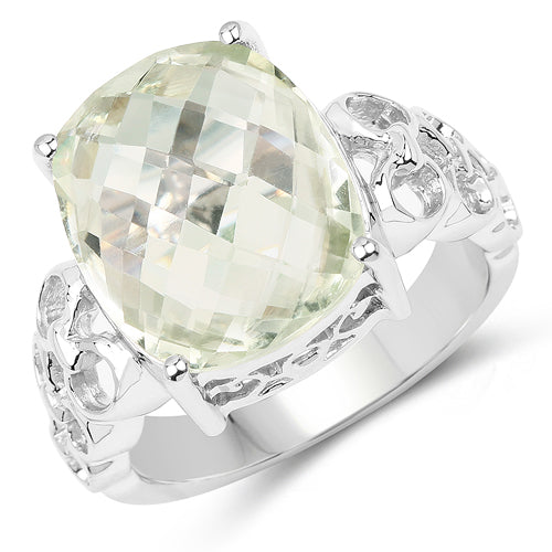 Anillo de plata de ley .925 con amatista verde genuina de 6.74 quilates