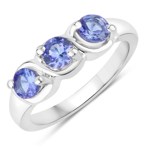 Anillo de Plata de Ley .925 con Tanzanita Genuina de 1,05 Quilates