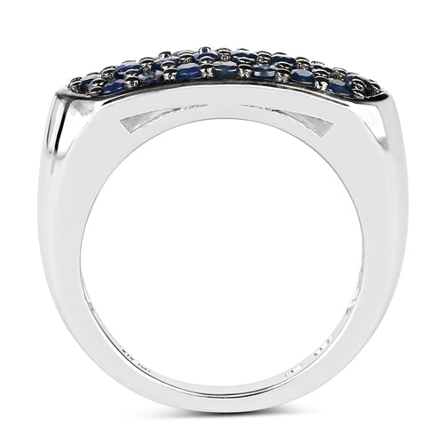 Anillo de plata de ley .925 con zafiro azul auténtico de 0.99 quilates