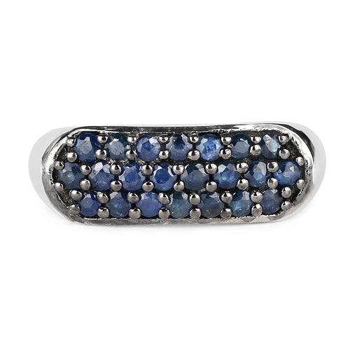 Anillo de plata de ley .925 con zafiro azul auténtico de 0.99 quilates