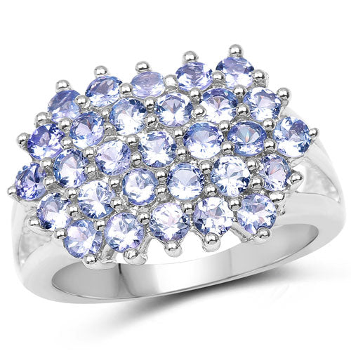 Anillo de plata de ley .925 con tanzanita genuina de 2.03 quilates