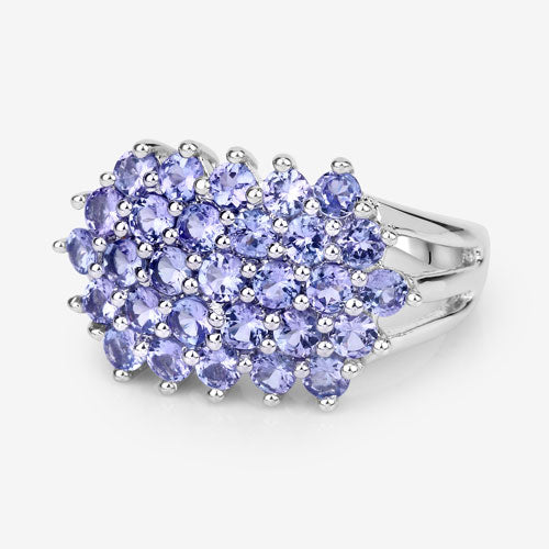Anillo de plata de ley .925 con tanzanita genuina de 2.03 quilates
