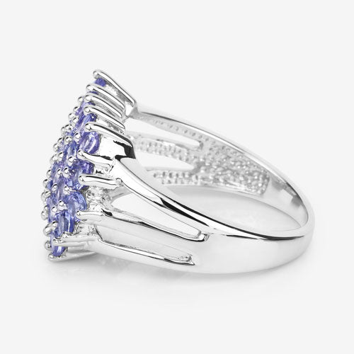 Anillo de plata de ley .925 con tanzanita genuina de 2.03 quilates