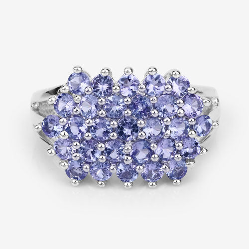 Anillo de plata de ley .925 con tanzanita genuina de 2.03 quilates