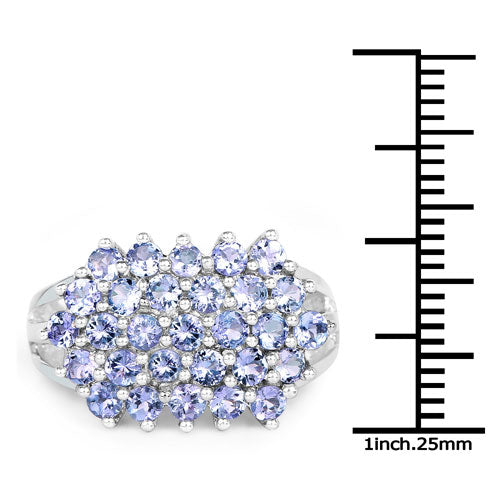Anillo de plata de ley .925 con tanzanita genuina de 2.03 quilates