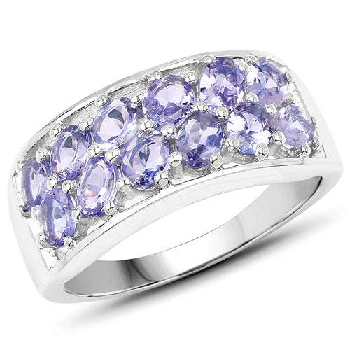 Anillo de plata de ley .925 con tanzanita genuina de 2.04 quilates