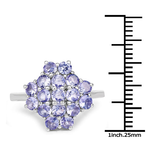 Anillo de plata de ley .925 con tanzanita genuina de 1,70 quilates