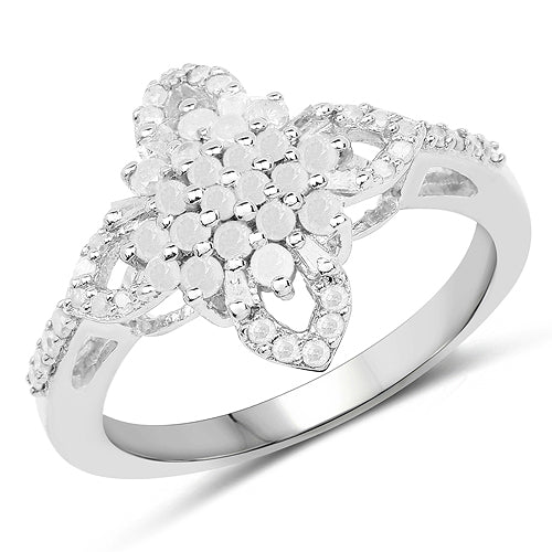 Anillo de plata de ley .925 con diamante blanco genuino de 0.55 quilates