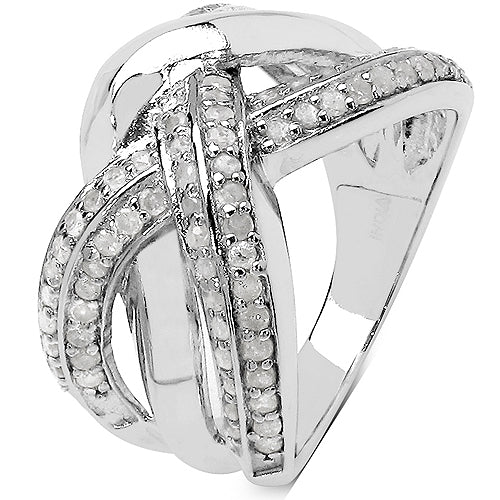Anillo de plata de ley .925 con diamante blanco genuino de 0.55 quilates