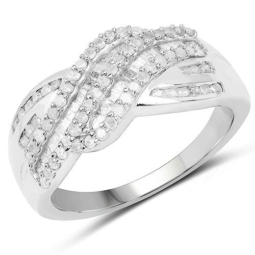 Anillo de plata de ley .925 con diamante blanco auténtico de 0.64 quilates