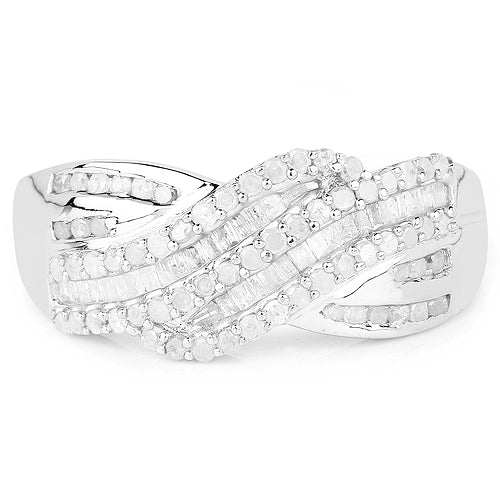 Anillo de plata de ley .925 con diamante blanco auténtico de 0.64 quilates