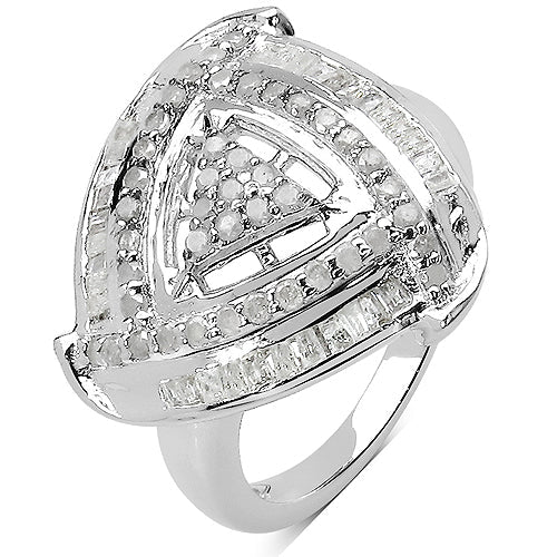 Anillo de plata de ley .925 con diamante blanco genuino de 1.23 quilates