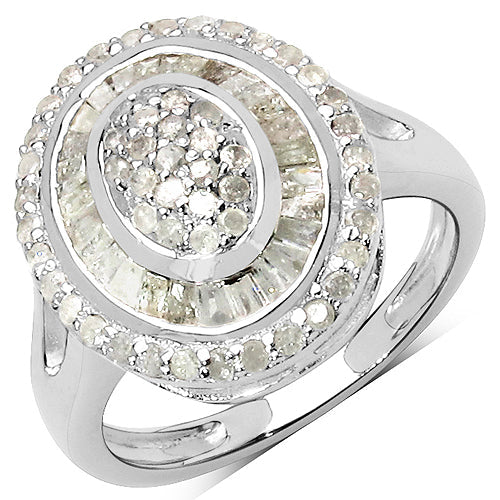 Anillo de plata de ley .925 con diamante blanco auténtico de 1.08 quilates