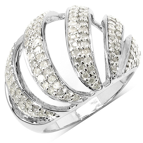 Anillo de plata de ley .925 con diamante blanco genuino de 0,98 quilates