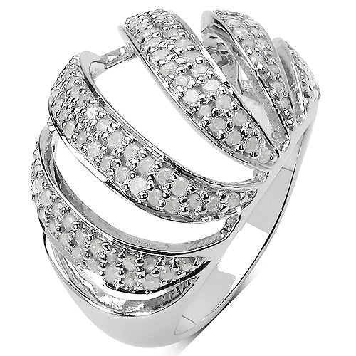 Anillo de plata de ley .925 con diamante blanco genuino de 0,98 quilates