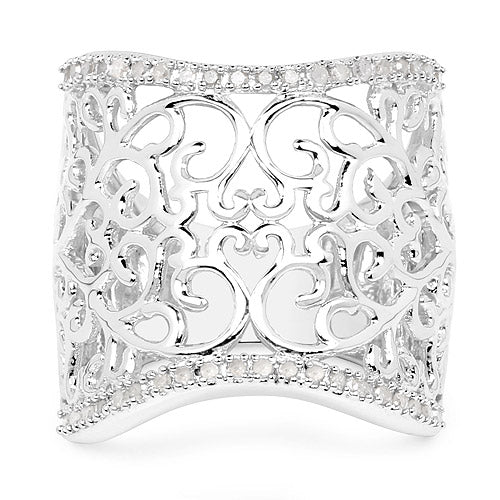 Anillo de plata de ley .925 con diamante blanco genuino de 0,25 quilates