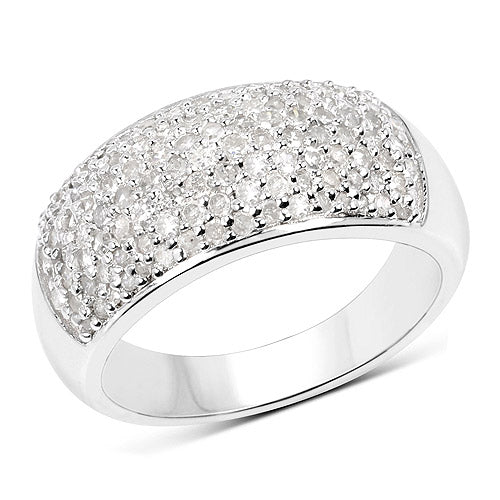 Anillo de plata de ley .925 con diamante blanco auténtico de 0,96 quilates