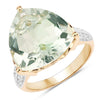 Anillo de plata esterlina .925 con amatista verde genuina de 8.08 quilates y topacio blanco