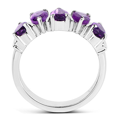 Anillo de Plata de Ley .925 con Amatista Genuina de 1.85 Quilates