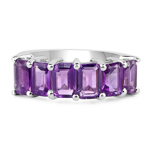 Anillo de plata esterlina .925 con amatista auténtica de 3.30 quilates