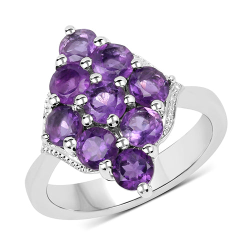 Anillo de plata de ley .925 con amatista genuina de 2.16 quilates