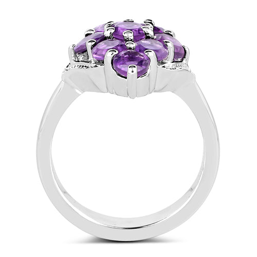 Anillo de plata de ley .925 con amatista genuina de 2.16 quilates