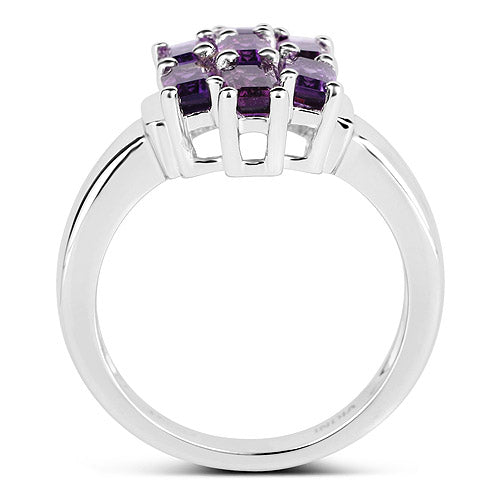 Anillo de plata de ley .925 con amatista genuina de 2.80 quilates