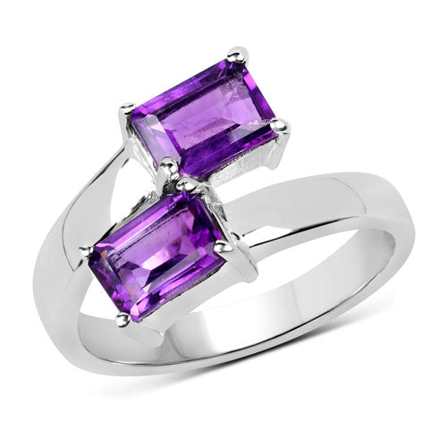 Anillo de plata de ley .925 con amatista genuina de 1,90 quilates