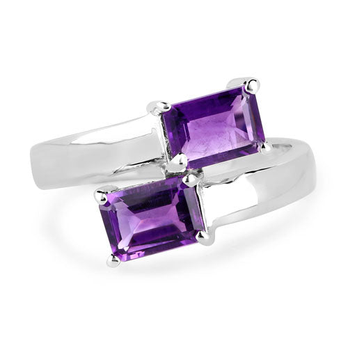 Anillo de plata de ley .925 con amatista genuina de 1,90 quilates