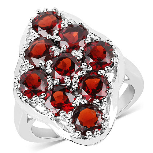Anillo de plata de ley .925 con granate genuino de 5,22 quilates