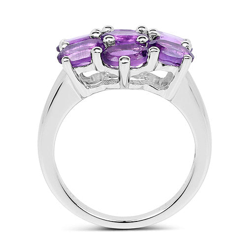 Anillo de plata de ley .925 con amatista genuina de 3,01 quilates