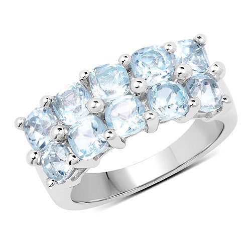 Anillo de 3.60 quilates de topacio azul genuino de plata de ley .925