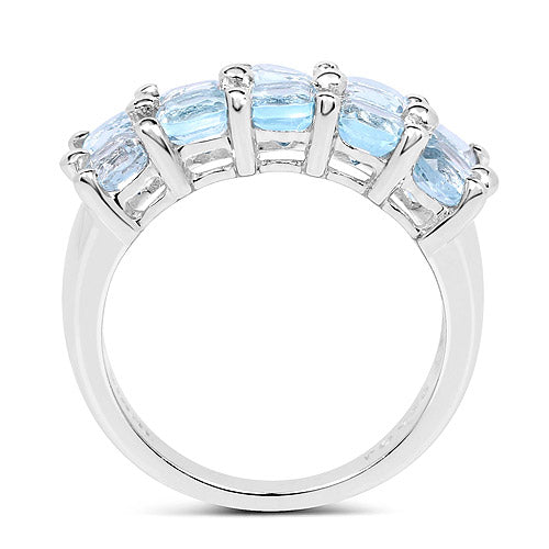 Anillo de 3.60 quilates de topacio azul genuino de plata de ley .925