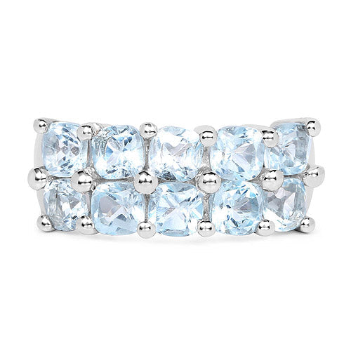 Anillo de 3.60 quilates de topacio azul genuino de plata de ley .925