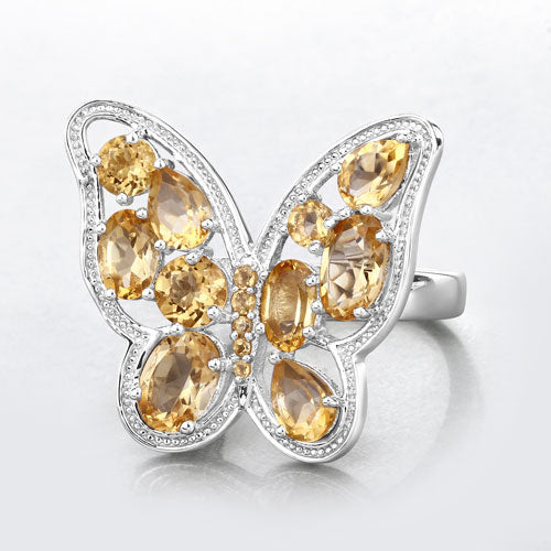 Anillo de plata de ley .925 con citrino genuino de 4.43 quilates