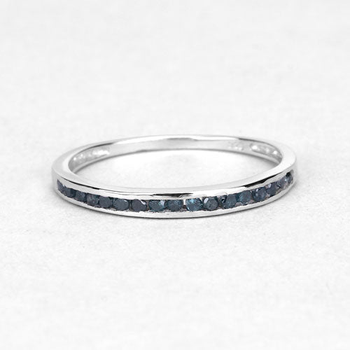 Anillo de plata de ley .925 con diamante azul auténtico de 0,20 quilates