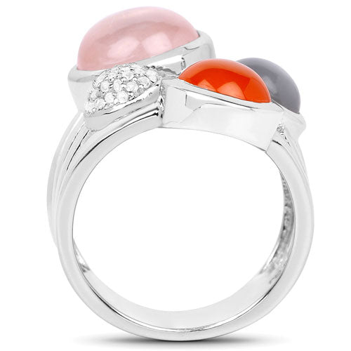 Anillo de Plata de Ley .925 con Piedras Múltiples Genuinas de 5.96 Quilates
