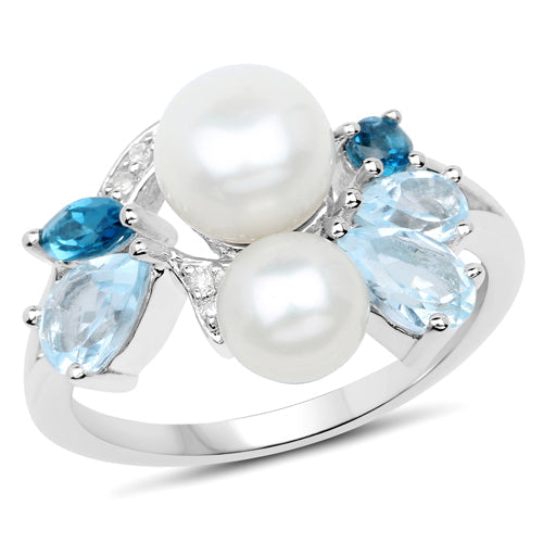 Anillo de plata de ley .925 con varias piedras preciosas de 4,96 quilates