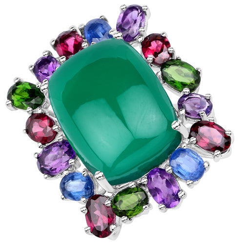 Anillo de plata de ley .925 con varias piedras preciosas de 26,67 quilates