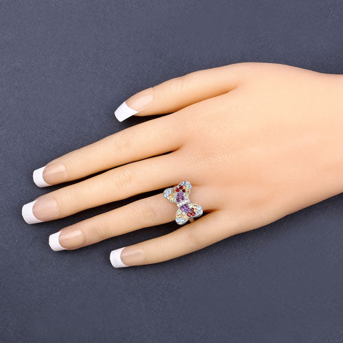Anillo de plata de ley .925 con varias piedras preciosas de 1,18 quilates