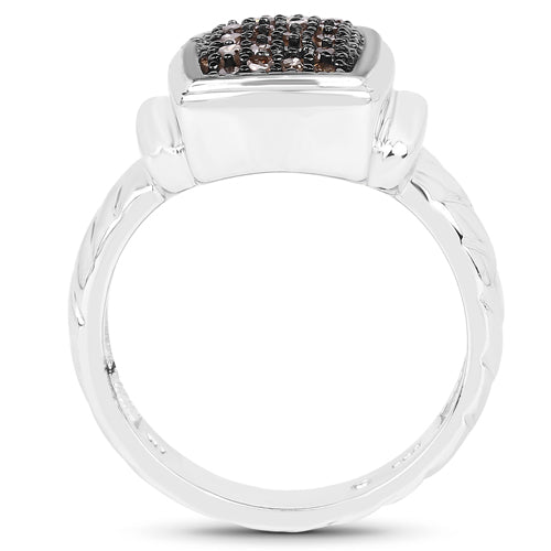 Anillo de plata esterlina .925 con diamante de champán auténtico de 0.22 quilates