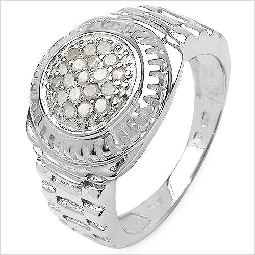 Anillo de plata de ley .925 con diamante blanco genuino de 0,20 quilates