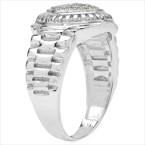 Anillo de plata de ley .925 con diamante blanco genuino de 0,20 quilates