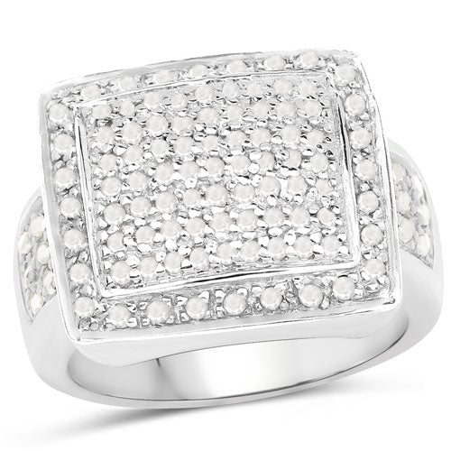 Anillo de plata de ley .925 con diamante blanco genuino de 0,61 quilates